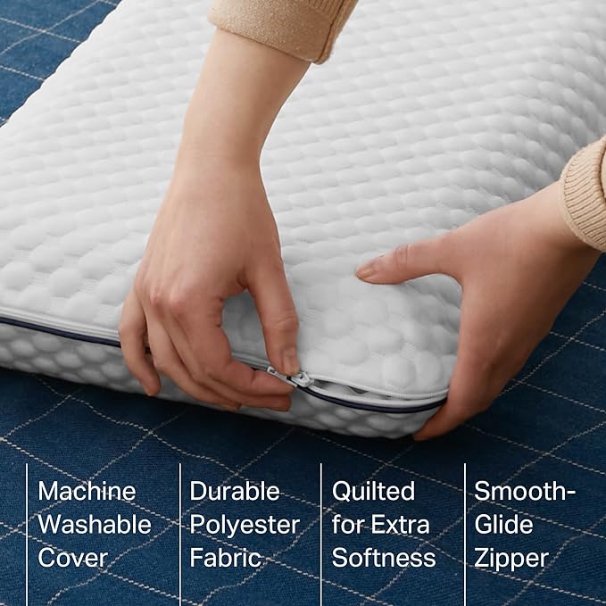 Gel Memory Foam Camping Pillow - Travel Essentials & Must Haves - Camping Gear & Accessories - Contouring Neck Support - Small Size Compatible for Camping, Car, Airplane, and Beach - 1 Pack
